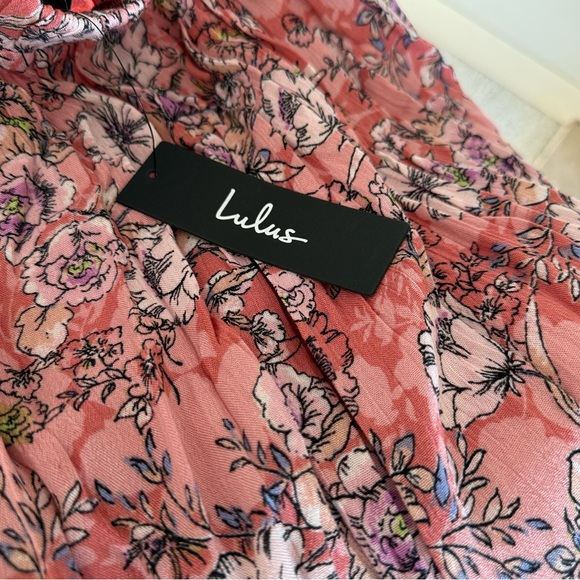 Ties With You Rose Pink Floral Print Tie-Back Midi Small - Picture 5 of 8